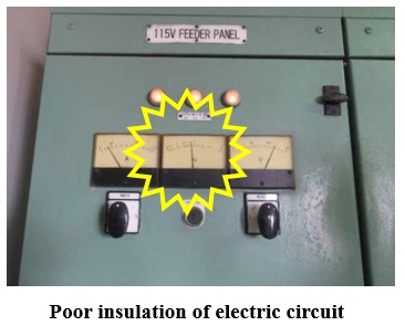 Poor insulation of electric circuit